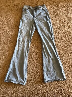 Express Light Blue Flare Jeans - High Rise Wide Leg